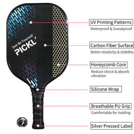 Lightweight Pickleball Paddle Set - Carbon Fiber Surface |  Honeycomb Core