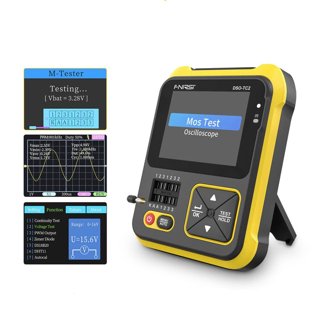 Handheld 2-in-1 Digital Oscilloscope & Transistor Tester