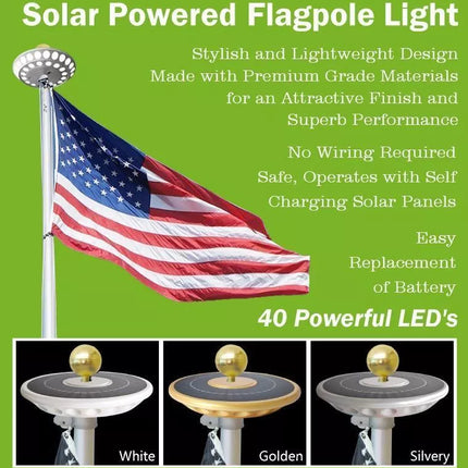 Solar Powered Flagpole Light All Night Long Last